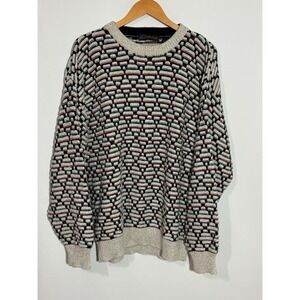 Vtg Courtenay Men's Geometric Knit Sweater Crewneck Long Sleeve Sz L Grandpa Dad